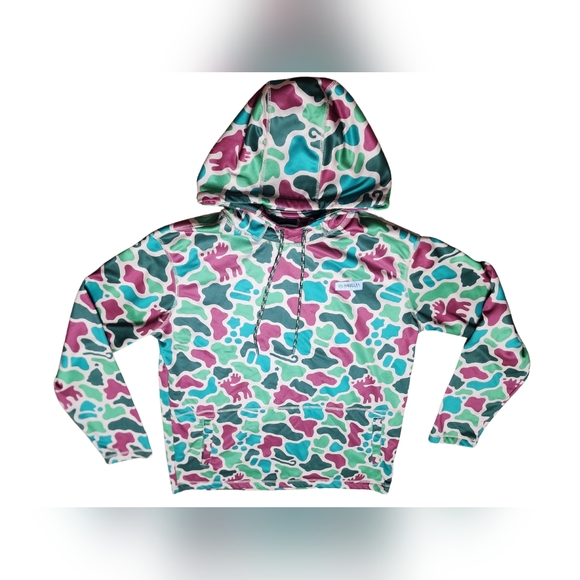 Magellan Outdoors Other - Trendy Camo Hoodie, Green Teal Tan And Wine Color, Medium, Hidden Holiday